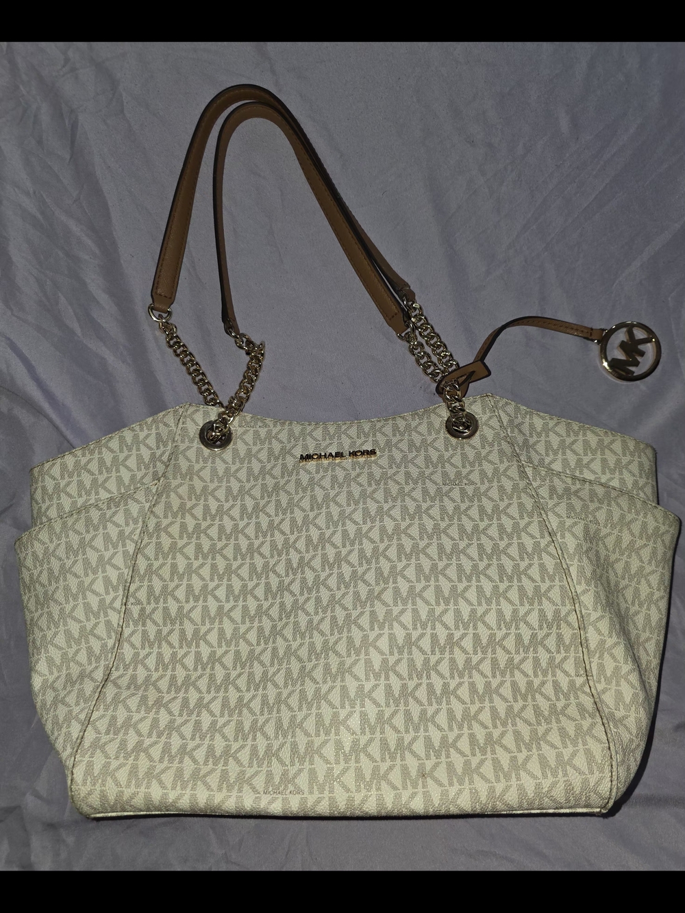 Michael Kors Beige Signature MK Tote Bag